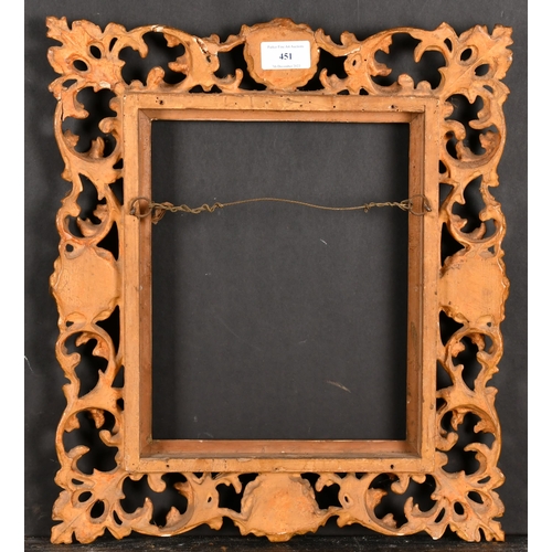 451 - 19th Century Italian School. A Carved Giltwood Florentine Frame, rebate 10.5