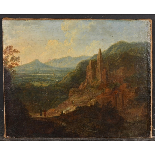 54 - 18th Century Dutch School. Figures in an Extensive Landscape, Oil on canvas, Unframed, 14