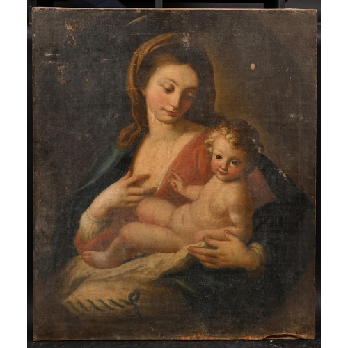 60 - Early 18th Century Italian School. Madonna and Child, Oil on canvas, Unframed 31.5