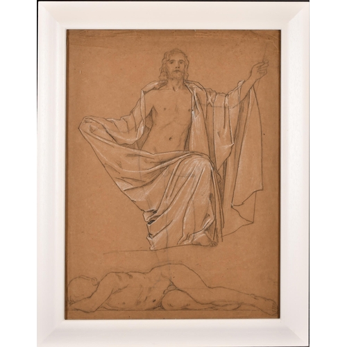 75 - Circle of Pierre Puvis de Chavannes (1824-1898) French. A Study of Two Male Figures, Pencil heighten... 