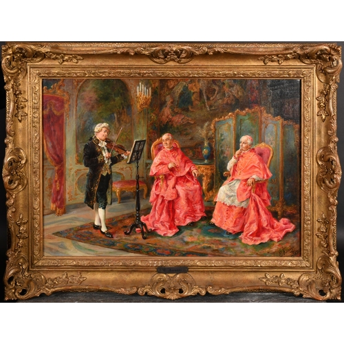 82 - Ettore Ascenzi (19th-20th Century) Italian. A Music Recital, Oil on canvas, Signed and inscribed 'Ro... 