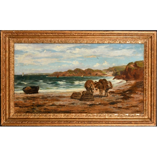 90 - Colin Hunter (1841-1904) British. A Beach Scene with Donkeys and Fishing Baskets, Oil on canvas, Sig... 