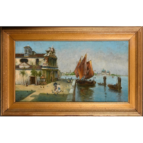 92 - A Paoletti (19th-20th Century) Italian. A Venetian Scene with Figures Feeding Birds, Oil on canvas, ... 