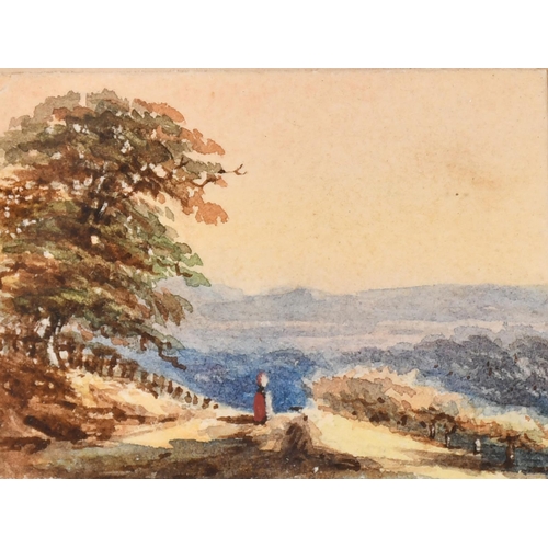 105 - W French Elliot (19th Century) British. A Figure in a Landscape, Watercolour, Inscribed verso, 1.5