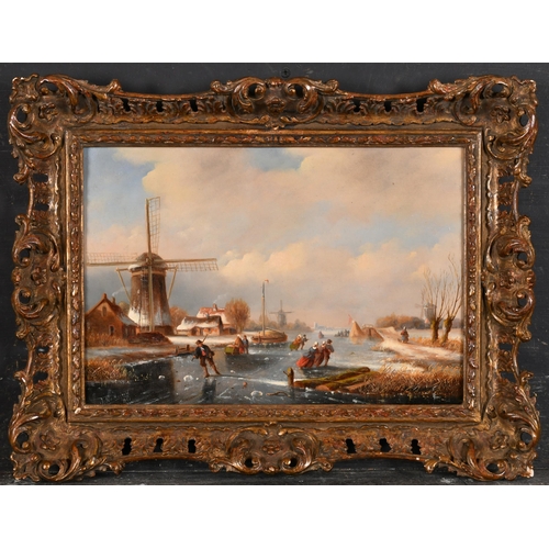 109 - Jacob Ten Hagen (1820-1880) Dutch. Skaters on a Frozen River, Oil on panel, Signed and dated 1867, 8... 