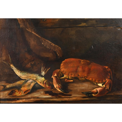 126 - C Keane (19th Century) British. Still Life with a Crab and Fish, Oil on canvas, Signed and dated '85... 