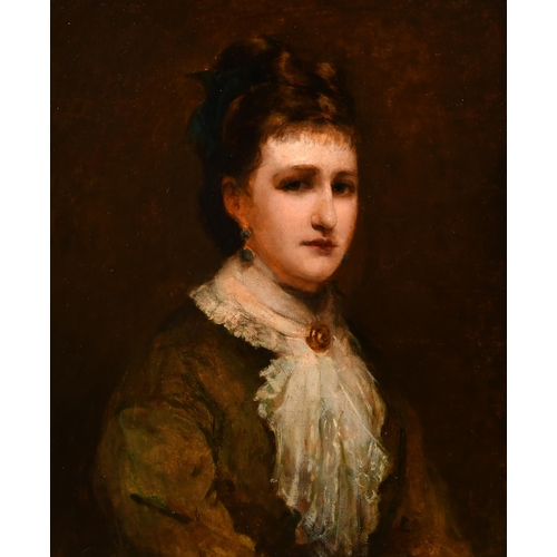 130 - Late 19th Century English School. A Bust Portrait of Edith Hammond, Oil on canvas, Signed with monog... 