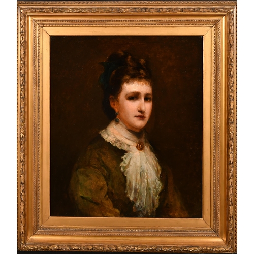 130 - Late 19th Century English School. A Bust Portrait of Edith Hammond, Oil on canvas, Signed with monog... 