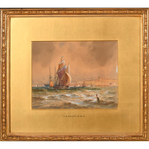 147 - Thomas Bush Hardy (1842-1897) British. Shipping off the Coast, Watercolour, Signed and dated 1890, 8... 