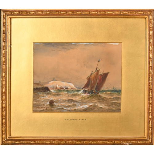 147 - Thomas Bush Hardy (1842-1897) British. Shipping off the Coast, Watercolour, Signed and dated 1890, 8... 