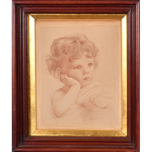 198 - Early 20th Century English School. Head of a Young Child, Crayon, Signed with initials AG, 9.75