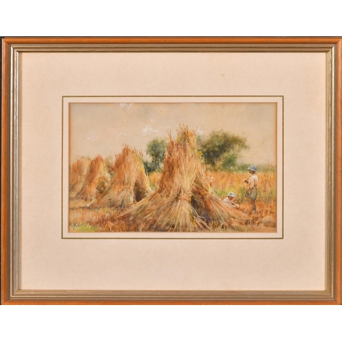 208 - Robert William Arthur Rouse (1867-1951) British. A Harvesting Scene, Watercolour, Signed, 5.5