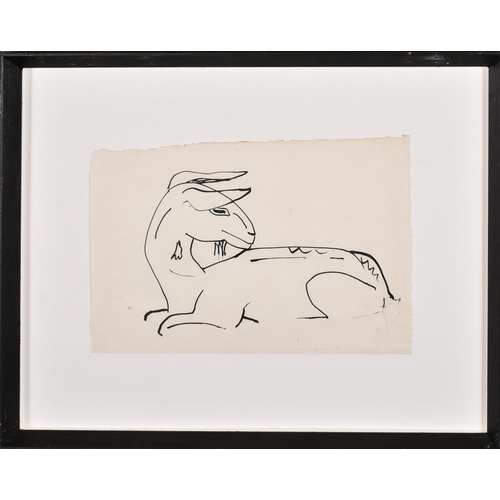 210 - Sven Berlin (1911-1999) British. Study of a Resting Fawn, Ink, Inscribed verso, 8