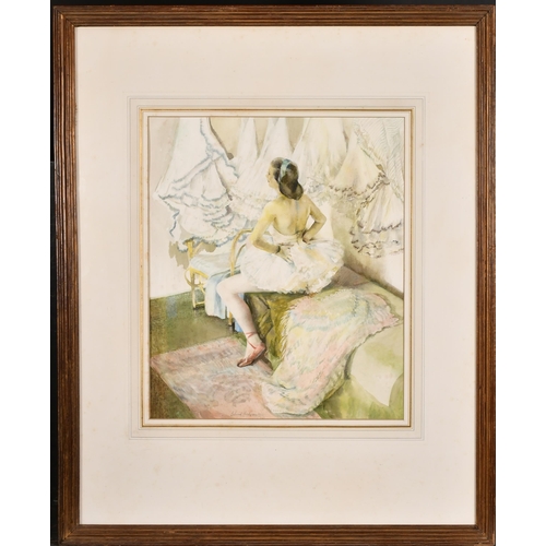 213 - Eleanor (Erlund) Hudson (1912-2011) British. A Seated Ballet Dancer, Watercolour, Signed, and inscri... 