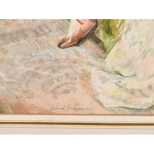 213 - Eleanor (Erlund) Hudson (1912-2011) British. A Seated Ballet Dancer, Watercolour, Signed, and inscri... 