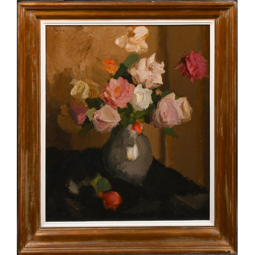 224 - 20th Century French School. Still Life of Flowers in a Vase, Oil on canvas, Indistinctly Signed, 25