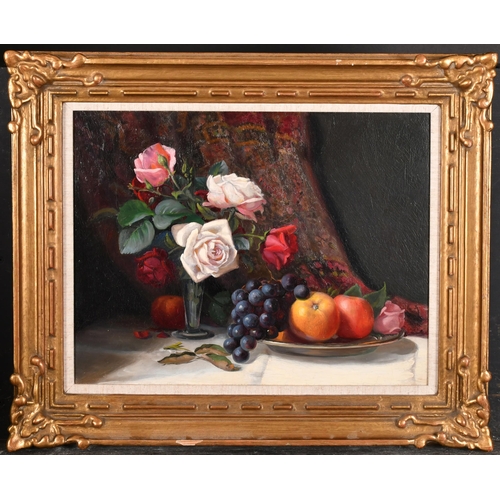 236 - Winifred Prosse (19th-20th Century) British. Still Life of Flowers and Fruit, Oil on canvas, Inscrib... 