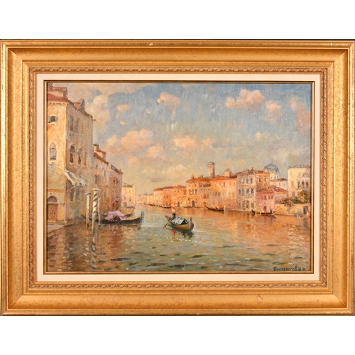 240 - Iakov Besperstov (1929-1995) Russian. A Venetian Canal Scene, Oil on canvas, Signed in Cyrillic, and... 