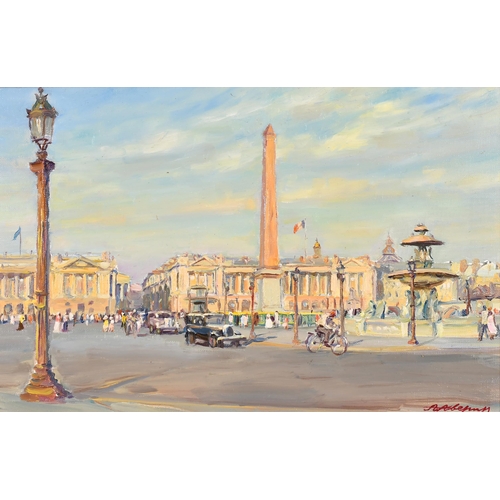 268 - Alexander Averin (1952-     ) Russian. Place de la Concorde, Oil on canvas, Signed, and inscribed in... 