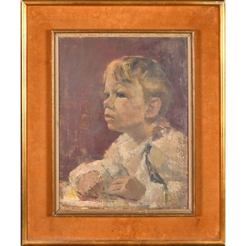 288 - Leo Cole (20th-21st Century) British. Head of a Young Boy, Oil on board, Signed, and signed verso, 1... 