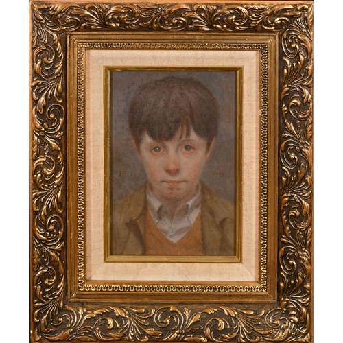 289 - HF (20th-21st Century) British. Head of a Young Boy, Oil on canvas, Signed with initials and dated 1... 