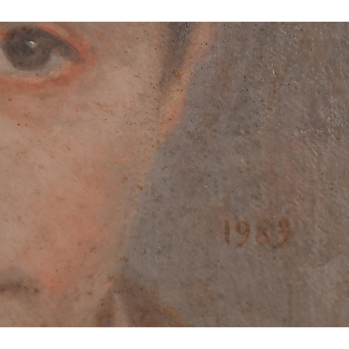 289 - HF (20th-21st Century) British. Head of a Young Boy, Oil on canvas, Signed with initials and dated 1... 