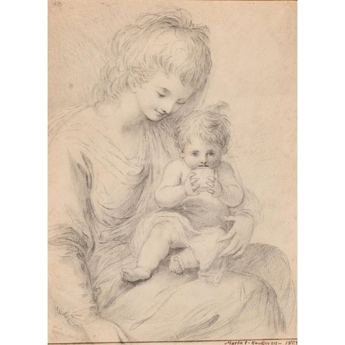 30 - Marla E Kaufmann (18th-19th Century) European. A Mother and Child, Pencil, Signed and dated 1809, 7.... 