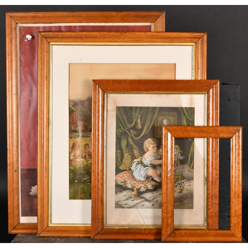 340 - 19th Century English School. A Maple Frame, with inset print and glass, rebate 25.5