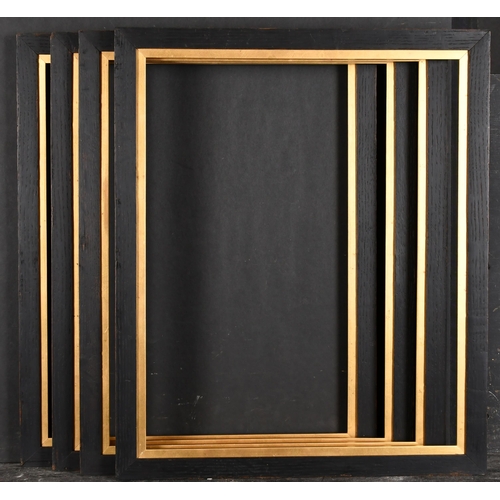 362 - Early 19th Century English School. A Set of Four Black Painted Frames, with gilt slips, rebate 18.5