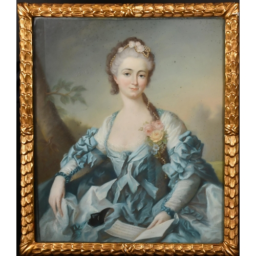 42 - A Lamotte (19th Century) French. Portrait of a Lady Dressed in Blue, Pastel, Signed, 23.5