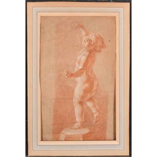 44 - 18th Century Italian School. A Standing Cherub, Sanguine, Mounted, unframed 15.25