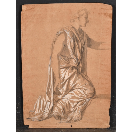 46 - 18th Century Italian School. A Kneeling Figure, Pencil and wash heightened with white, and a head st... 