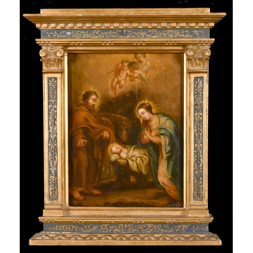 57 - 18th Century Italian School. The Holy Family, Oil on copper, In a Tabernacle frame, 10