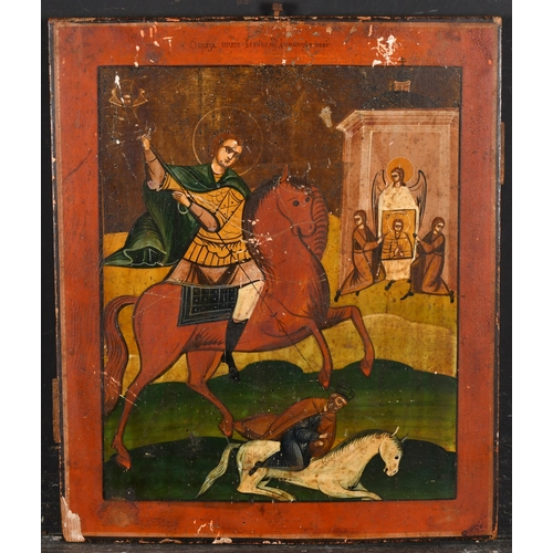 63 - Late 19th Century Russian School, 'St James, The Moor Slayer', Icon, Unframed, 14.75