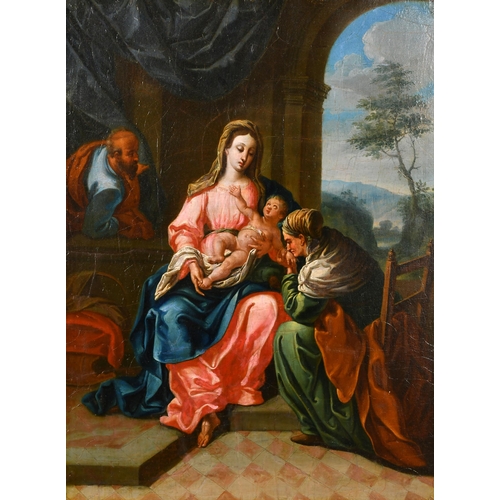 66 - Circle of Carlo Maratta (1625-1713) Italian. Holy Family, Oil on panel, Unframed, 17.5