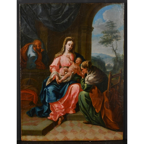 66 - Circle of Carlo Maratta (1625-1713) Italian. Holy Family, Oil on panel, Unframed, 17.5