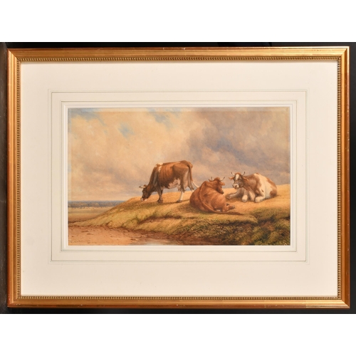 86 - Thomas Baker of Leamington (1809-1864) British. Cattle in a Landscape, Watercolour, Signed and dated... 