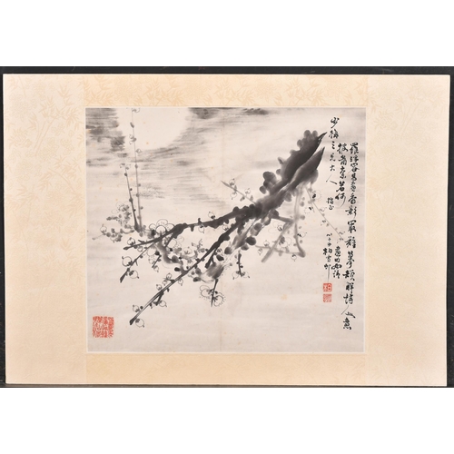 87 - Manner of Shao Mei Chen (1839-1896) Chinese. Study of Blossom, Ink, Bears a stamp, Unframed, 11.5