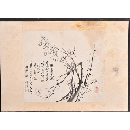 87 - Manner of Shao Mei Chen (1839-1896) Chinese. Study of Blossom, Ink, Bears a stamp, Unframed, 11.5