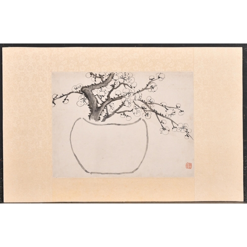 87 - Manner of Shao Mei Chen (1839-1896) Chinese. Study of Blossom, Ink, Bears a stamp, Unframed, 11.5