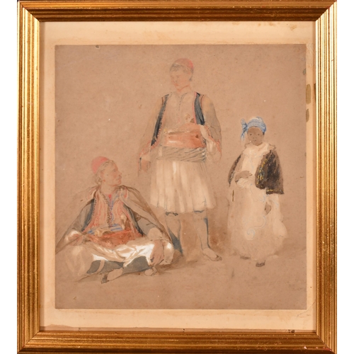 99 - Attributed to Amadeo Preziosi (1816-1882) Maltese. Figures with a Young Child, Watercolour and penci... 