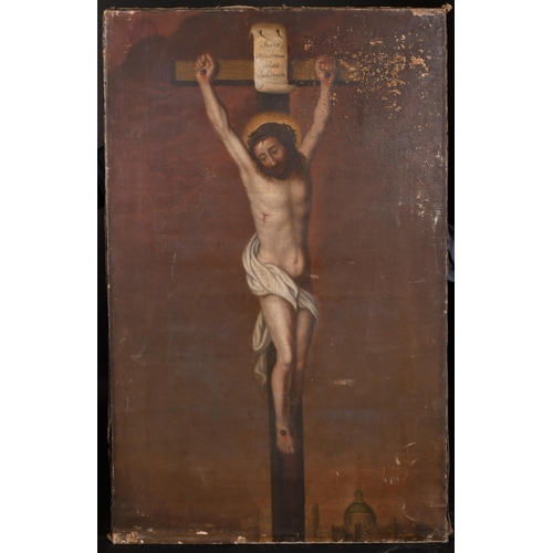 14 - 18th Century Italian School. Christ on the Cross, Oil on canvas, unframed 41.5