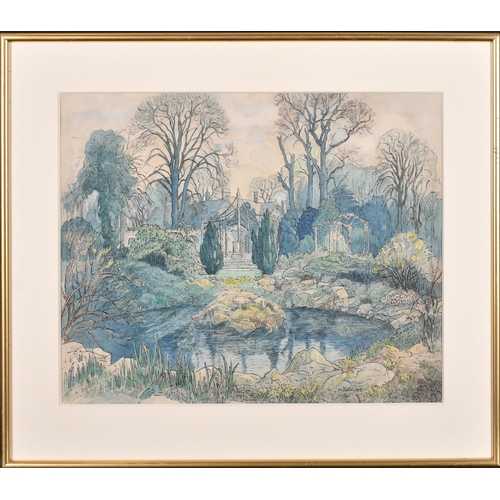 146 - William Ratcliffe (1870-1955) British. A Country House Garden, Watercolour, Signed, 15