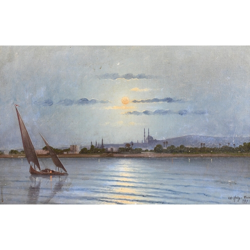 168 - Haig Chimchidian (20th Century) European. Cairo at Dawn, Oil on canvas laid down, Signed, inscribed ... 