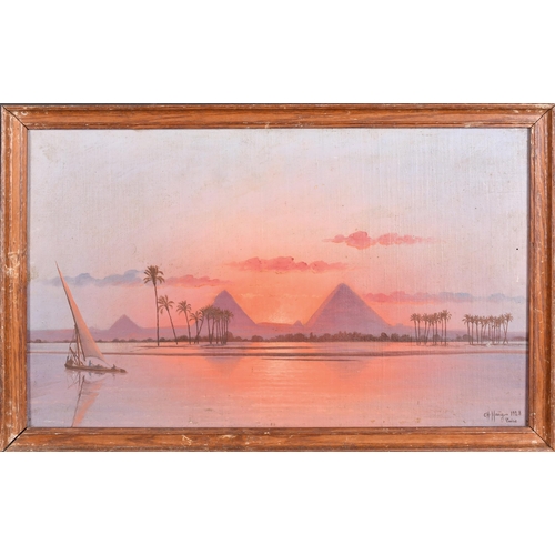 168 - Haig Chimchidian (20th Century) European. Cairo at Dawn, Oil on canvas laid down, Signed, inscribed ... 