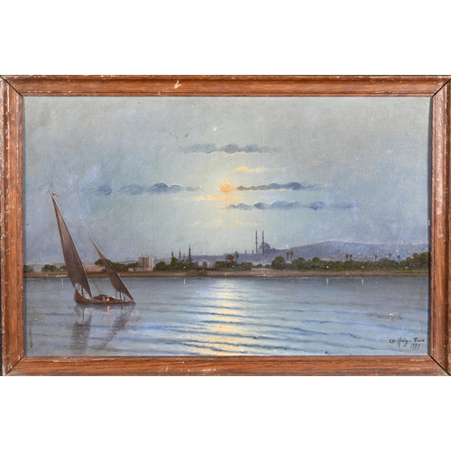 168 - Haig Chimchidian (20th Century) European. Cairo at Dawn, Oil on canvas laid down, Signed, inscribed ... 