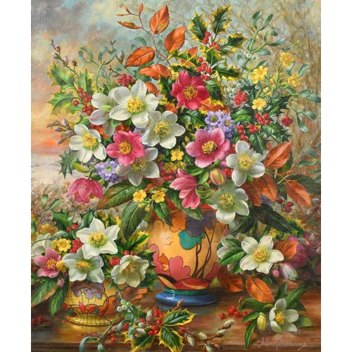 199 - Albert Williams (1922-2010) British. Still Life with Flowers in Vases, Oil on canvas, Signed, 26