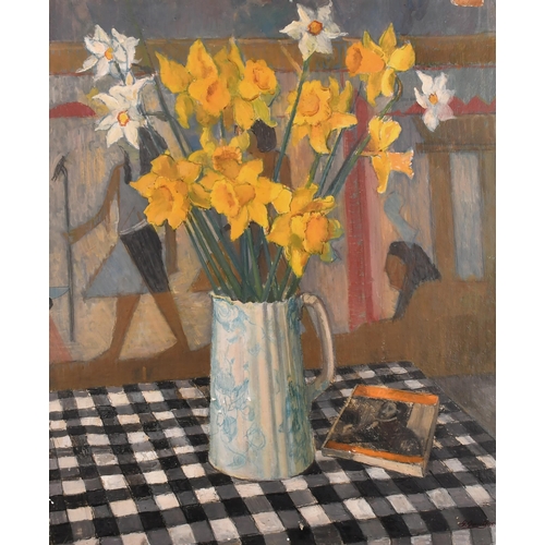 200 - George Gault (1916-2001) British. Still Life of Daffodils in a Jug, Oil on board, Signed and dated '... 