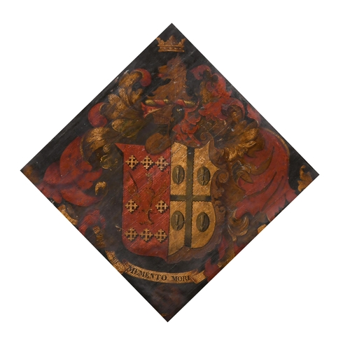 26 - 17th Century English School. A Lozenge Shaped Hatchment, Oil on canvas, 20.25