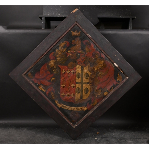 26 - 17th Century English School. A Lozenge Shaped Hatchment, Oil on canvas, 20.25